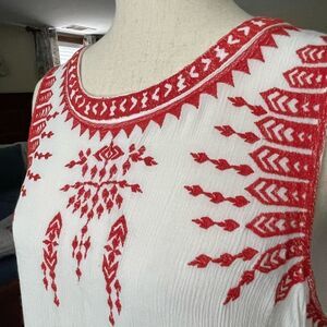 NWOTags For The Republic Red and White Embroidered Tunic Top